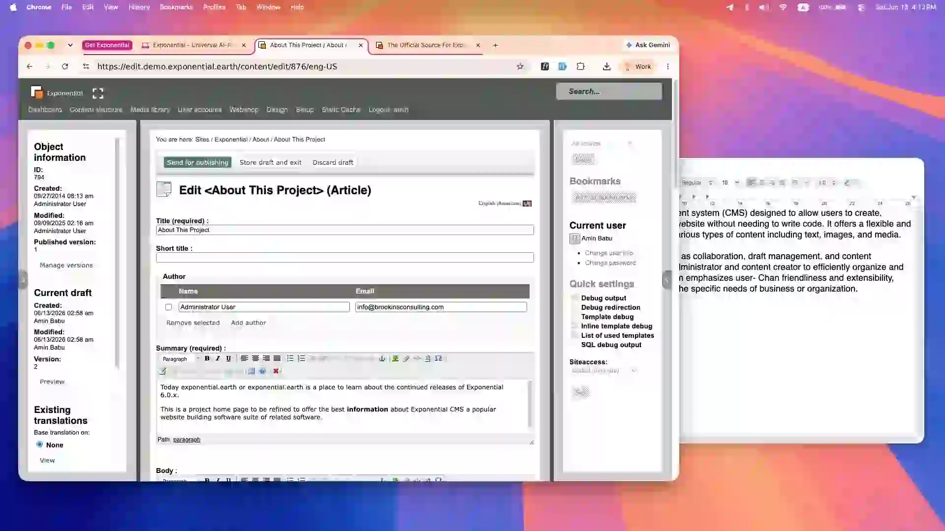 Exponential content editor Exponential content editor